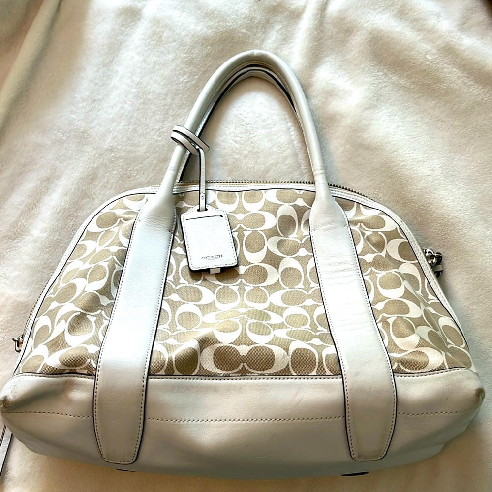 Coach Bleeker Preston Satchel Handbag Purse M1393-30160 Sundae & Cherry Keyfobs